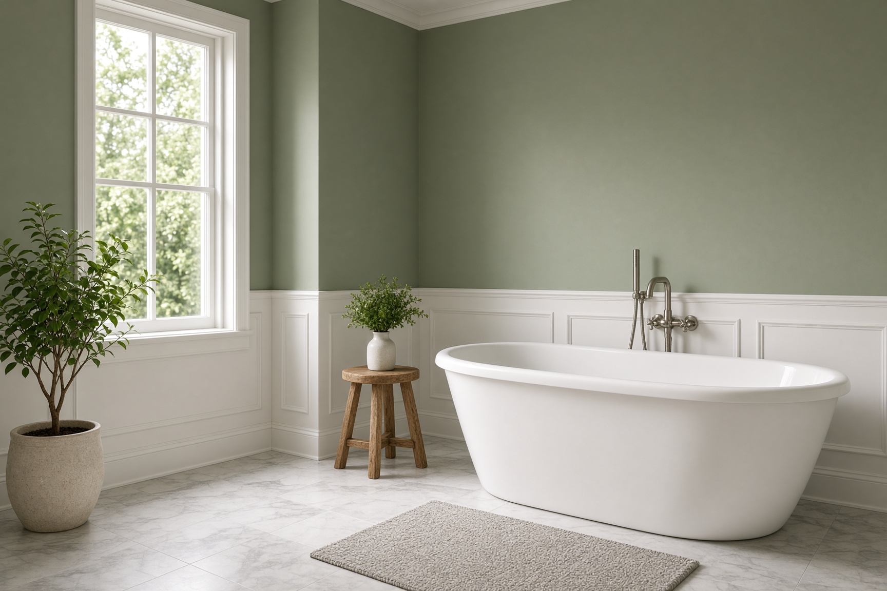 Salle de bain, wainscoting